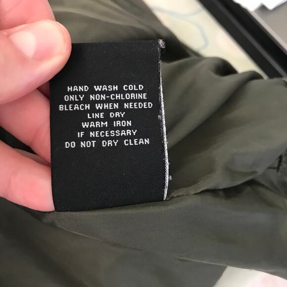 Blanc Noir Puffer Vest Small Quilted Ruched Hooded Jersey Hiking Hunter Army - Picture 10 of 10